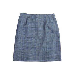 BRIGGS NEW YORK Vintage 80s 90s Skirt Women's 12 Grey Plaid Knee Length​​​​​​​